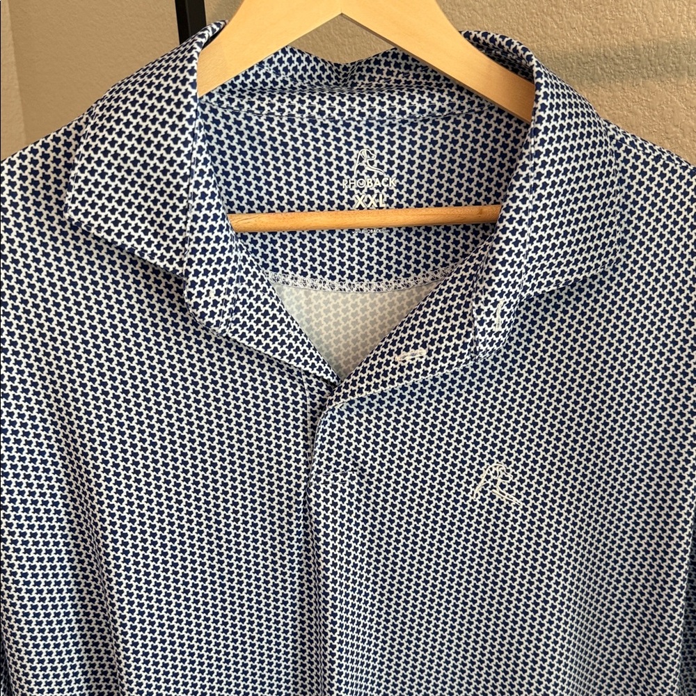 Rhoback Navy and White Geometric Shirt